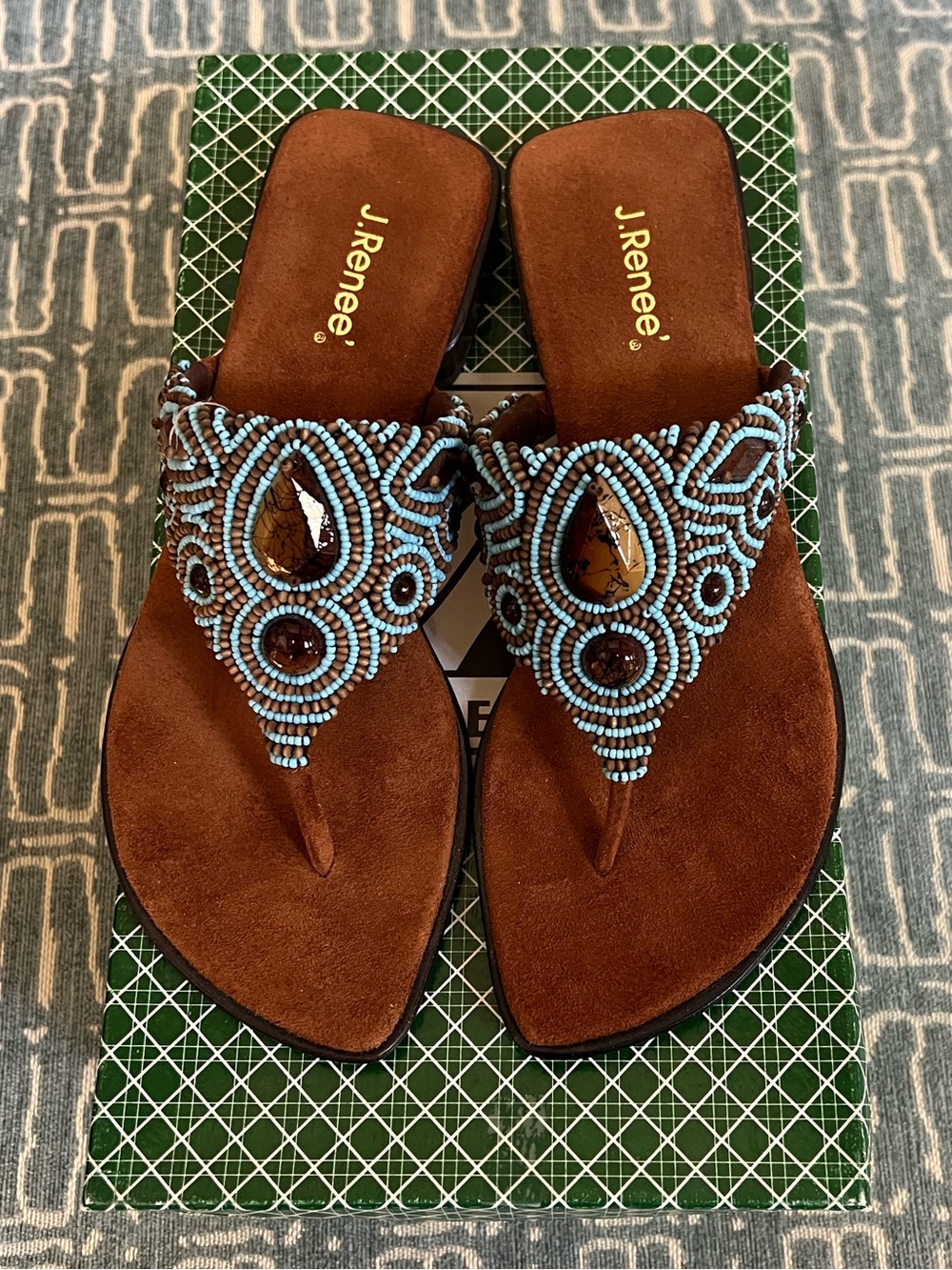 J. Renee Beaded Leather Sandals